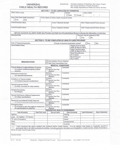 Universal Health Form